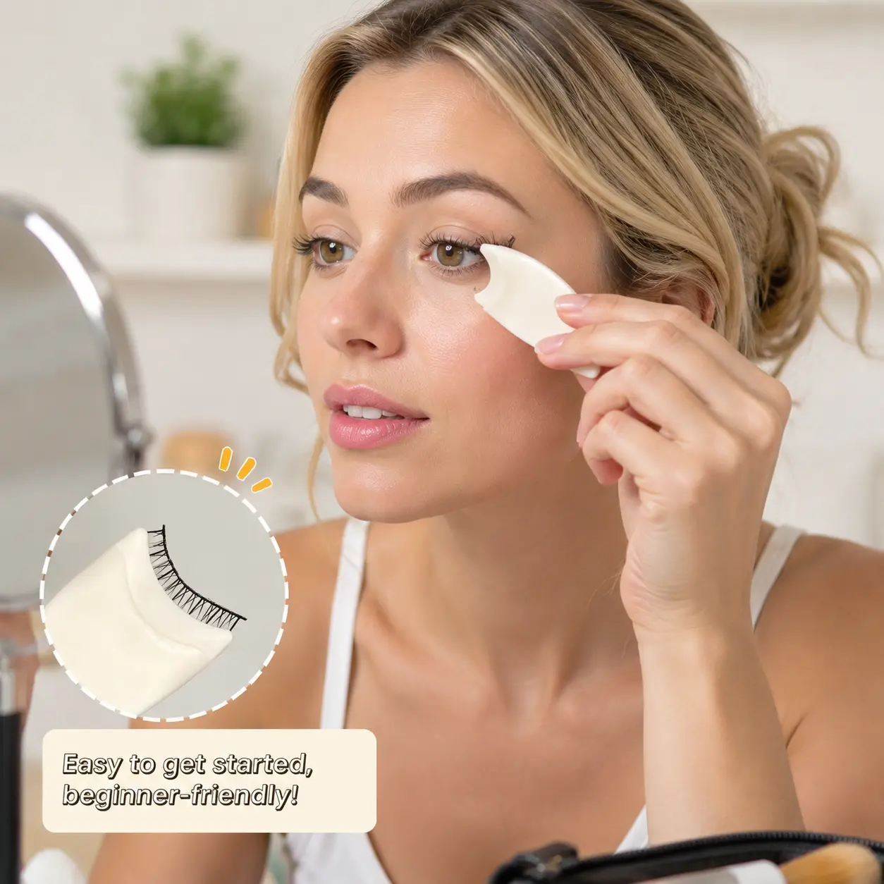 1 Piece False Eyelash Applicator Tool, Spring Open and Close Design, Easy to Use for Makeup Beginners to Apply False Eyelashes