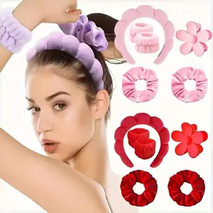 Cloud Shaped Headband & Wristband Set, 1 Count Headband & 2 Counts Wristband & 2 Counts Hair Band & 1 Count Clip, Heatless Styling Tools