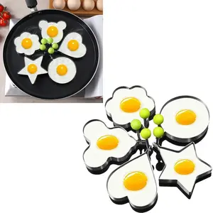 5 Pack Round Fried Egg Rings Mold Set, Non-Stick Cooking Tool, Multifunctional Egg Shaper for Breakfast, Pancakes, Omelets and Sandwiches