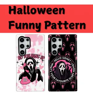 Retro Horror Halloween Pattern Tough Phone Cases For Samsung Galaxy S21 22 23 24 25 FE Plus Ultra Edge A06 13 14 15 16 23 25 26 34 35 36 52 53 54 55 56 71 Note 20 5G Plastic PC TPU Trendy Fashion Hard Gift Full Protection Anti-Drop Phone Cases Shell Cover