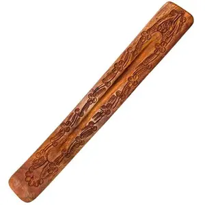 Carved Wood Boat Burner 10"L (Porta Incienso Tallado de Madera 10"L)