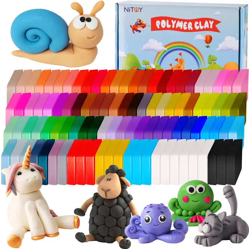 Tomorotec 100PCS Polymer Clay Value Pack in Bulk Small Blocks Starter Kit with Tools for Sculpting - DIY Clay for Kids air dry  clay