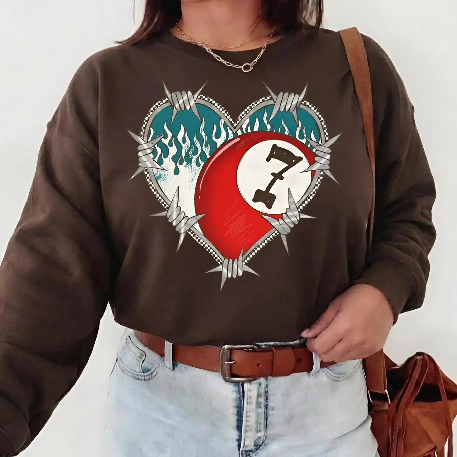 Barbed Wire Heart Sweatshirt, western clothing, western tops, western cowgirl stuff, punchy western wear, western outfits for women, country girl stuff clothing, graphic tees women, sweatshirts for women, western for women country girl clothes