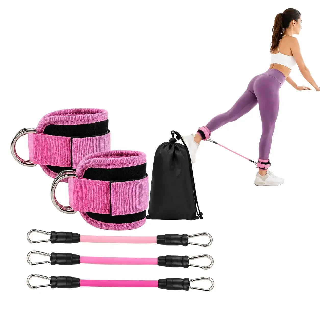 No-Gym Leg Day Kit, 5-Piece Ankle Resistance Bands Set for Home Glute Workouts, Leg Training & Travel FitnessHalloween Christmas Gift for Kids