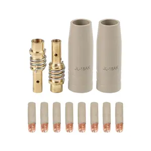 15AK Coating Protection Nozzle Set with Non-Stick Welding Slag, Airless Gas Protection for MIG Welding, 0.8mm Copper Tips Compatible with European Style TorchesSurfoze