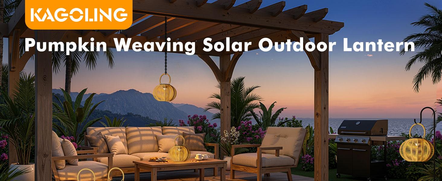 Solar Garden Light, 2 Pack Solar Handmade Woven Rattan Pumpkin-shaped Lantern, Outdoor Solar Garden Light, Waterproof Solar Light, Suitable for Patios, Yards, Porches, Pathways, Decorative Lighting