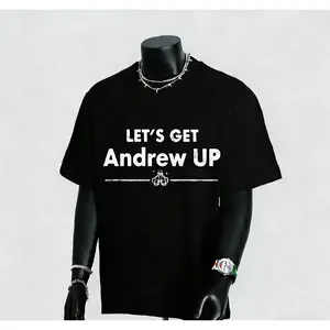 Let's Get Andrew Up T-Shirt - Bold Black & White Humorous Saying - Soft Breathable Crew Neck Tee for Men, Women, Dads - Everyday Casual Shirt - Perfect Gift for