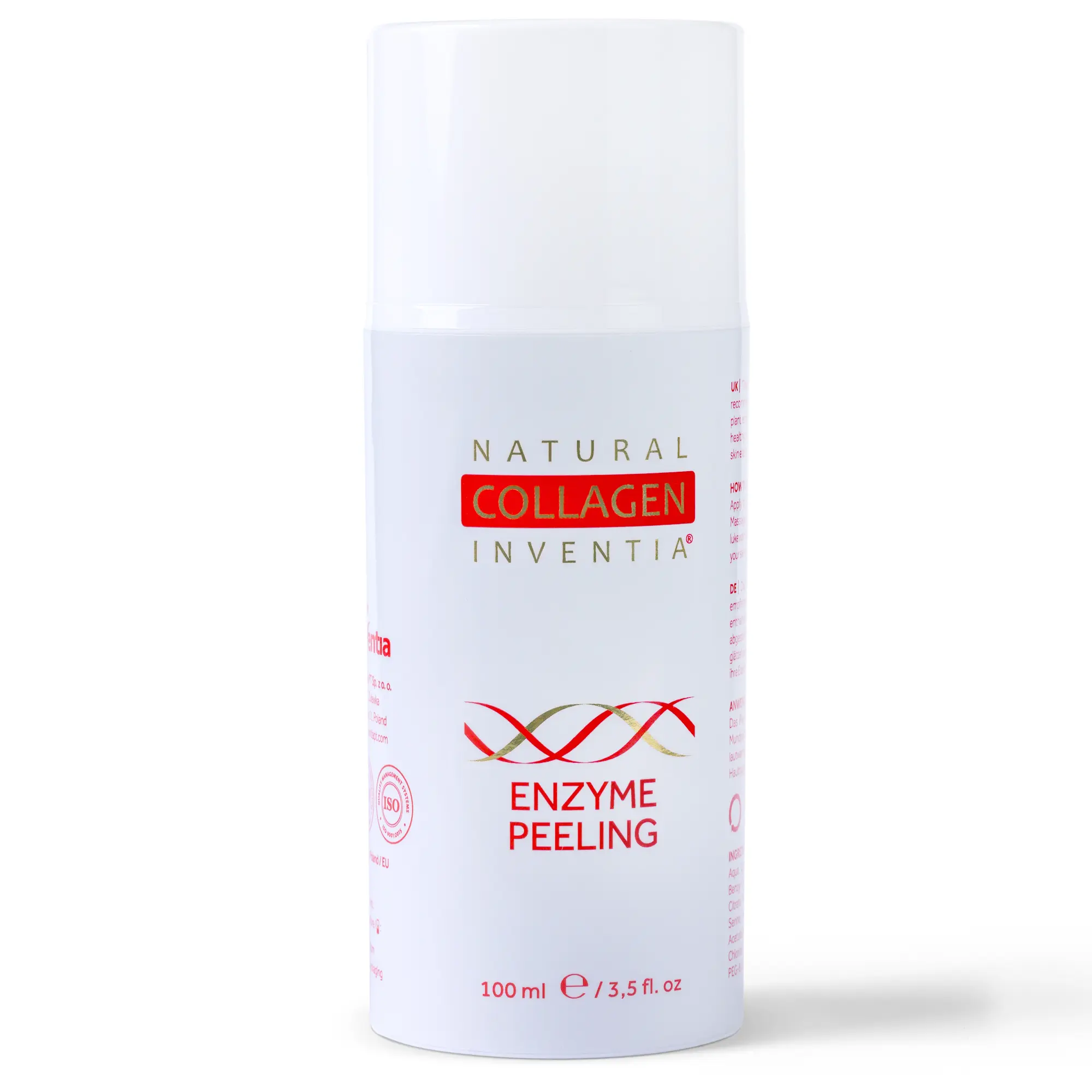Natural Collagen Inventia Enzyme Peeling - 100ml Enzymatic Face Scrub for All Skin Types - Gently Exfoliates, Nourishes & Firms - Enhances Complexion, Moisturizes & Removes Dead Skin Dry Skin