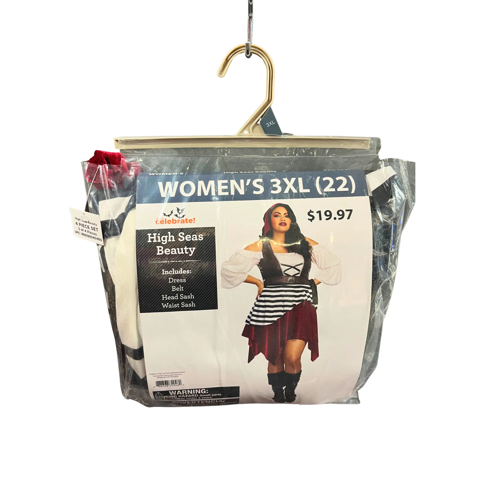 High Seas Beauty Pirate Costume Womens 3XL with Dress and Accessories