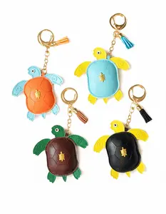 Turtle Bag Charm Luxury PU Leather Stitched Bag Accessories Cute Keyring Charms for Handbag Wallet Purse Backpack