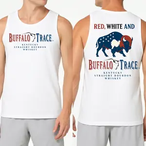 Red, White And Buffalo Trace Kentucky Bourbon Tank Top, American Bourbon Whiskey Shirt - Work From Home Wear - His and Hers Fashion - Find Your Style, For Men and Women