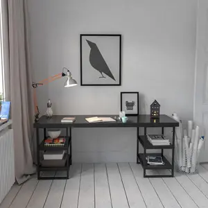 Homedora HD-ON30EV-BUK-SD-BLC Traditional Study Desk, Affordable, Durable, 57 lbs, Assembly Required, Black Commercial Office Furniture