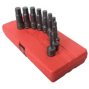 212 MAIN 10-Piece 0.5 in. Drive Metric Impact Hex Driver Set, Heavy-Duty Cr-Mo Steel, Blow Molded Case