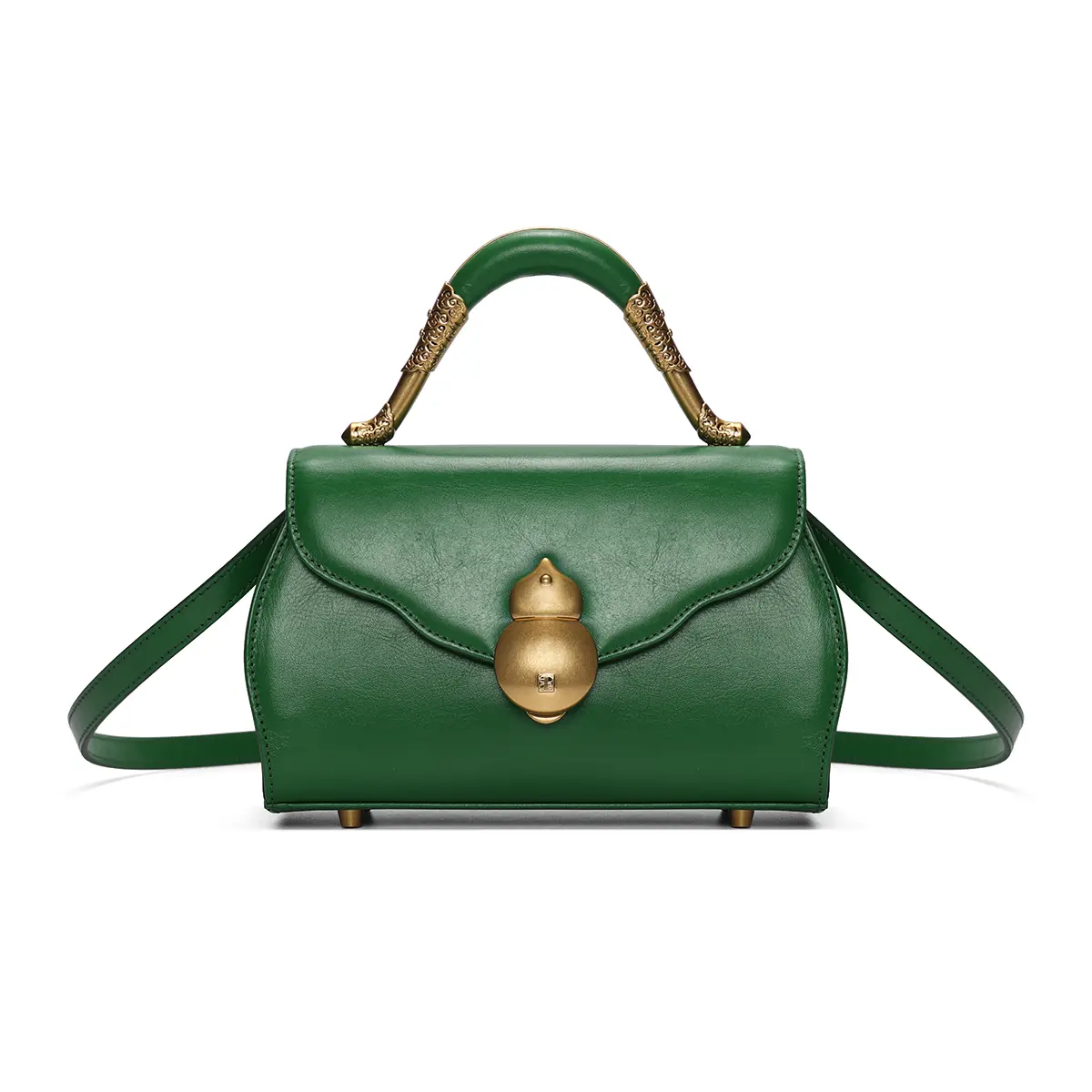 SADI Sadie Ladies Versatile Fashion Classic Real Leather Bag Shoulder Crossbody Bag New Elegant Green with Gold Accents summerwins