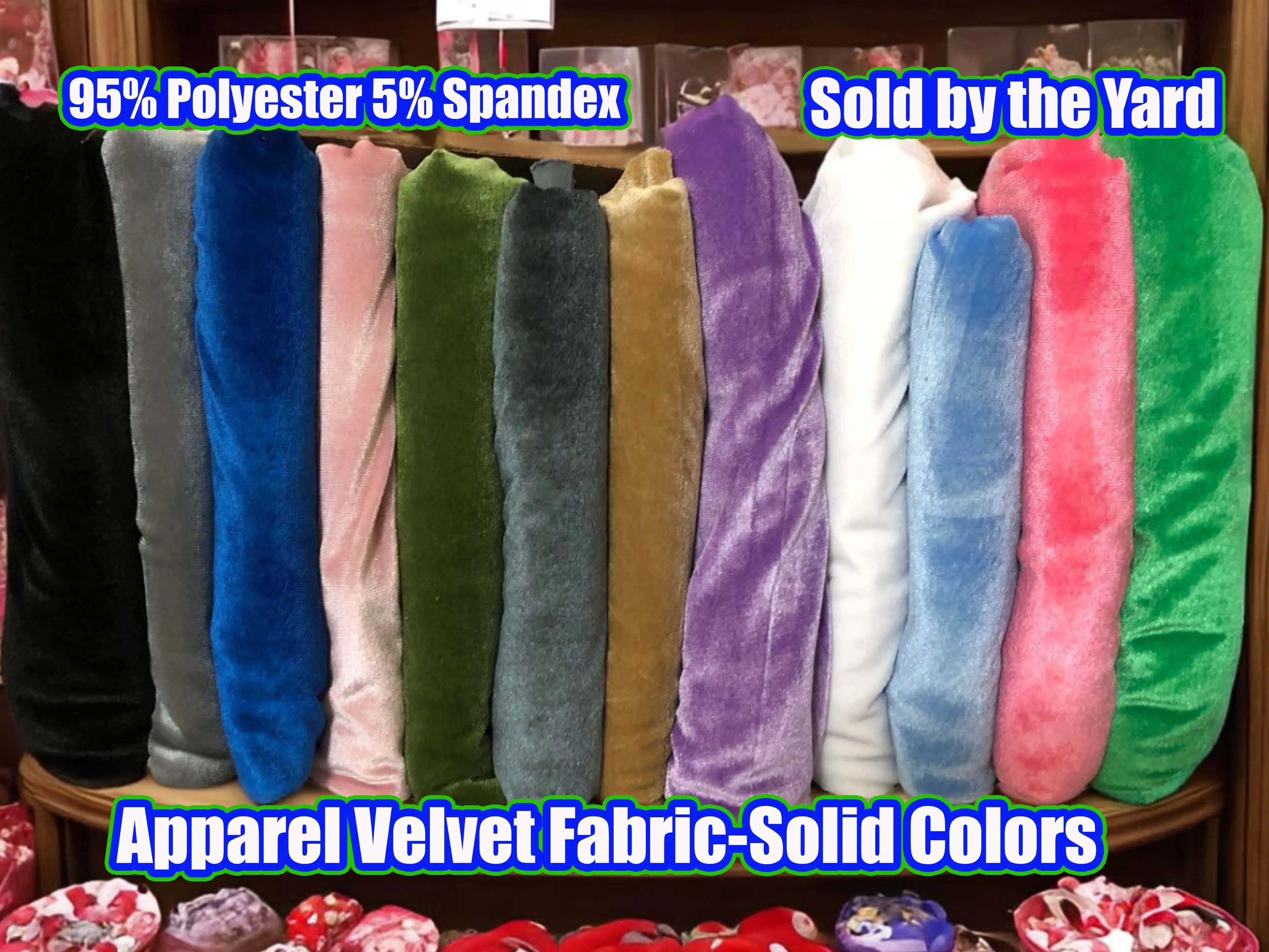 Stretch Velvet Fabric, Solid Vibrant Colors, Soft Sheen Poly-Spandex, for Dresses & Costumes, by the Yard