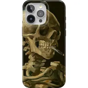 Van Gogh  Skull of a Skeleton with Burning Cigarette Phone Case 17 16 15 14 13 12 11