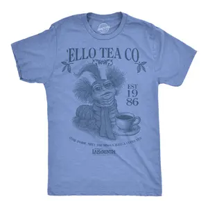 Mens Ello Tea Company Funny T Shirts Jim Henson's Labyrinth Worm Movie Tee For Men Mens Funny T Shirts Cool Vintage Fashion T-Shirt Gift Classic Menswear Funny Movie Short Sleeve Novelty Tees for Guys Light Blue