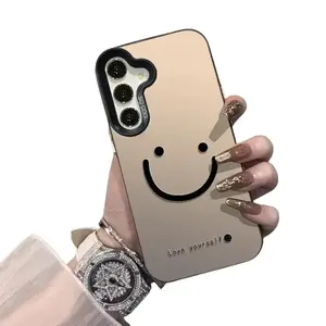 For Samsung Galaxy S26 S25 S24 S23 Ultra S22 Plus S21 FE Case Color Silver Smile Cheeks  For A57 A37 A17 A56 A55 A25 Funda anti-fall protective