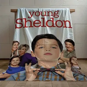 Young Sheldon Flannel Throw Blanket - Lightweight, Durable, Anti-Crease Polyester, Ideal for Bedroom Decor & Cozy Winter Gift, All-Season Use, Holiday Gift Idea | Television Show Theme | Soft Texture Blanket, Sheldon