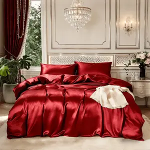 3pcs Holiday Series Satin Bedding Set, Includes 1 Duvet Cover + 2 Pillowcases No Insert, Luxury Italian Style, Soft and Comfortable, All Seasons, Gift Idea