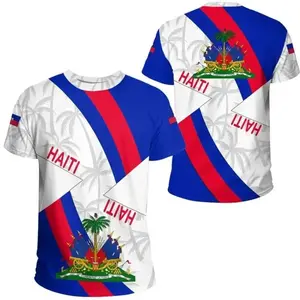 K100-6XL Country Emblem Flag Caribbean Sea Haiti Island Retro Streetwear 3DFunny Casual Short Sleeve T-Shirts Men_Women