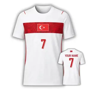 Turkiye Soccer Fan 3D T-Shirt Custom Name Number Football Jersey Red Tee V4N QLB