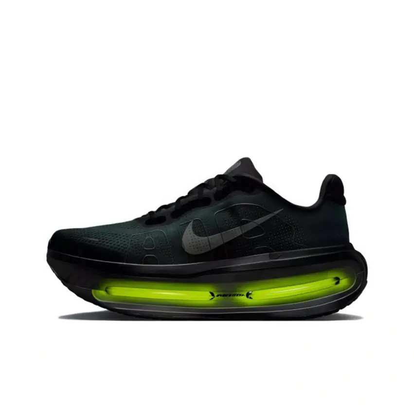 Fashion Black Low Top Mesh Sneakers with Lime Green Detail, Ventilated Mesh Material, Thick Cushion Sole All-Day Wear Athletic Footwear