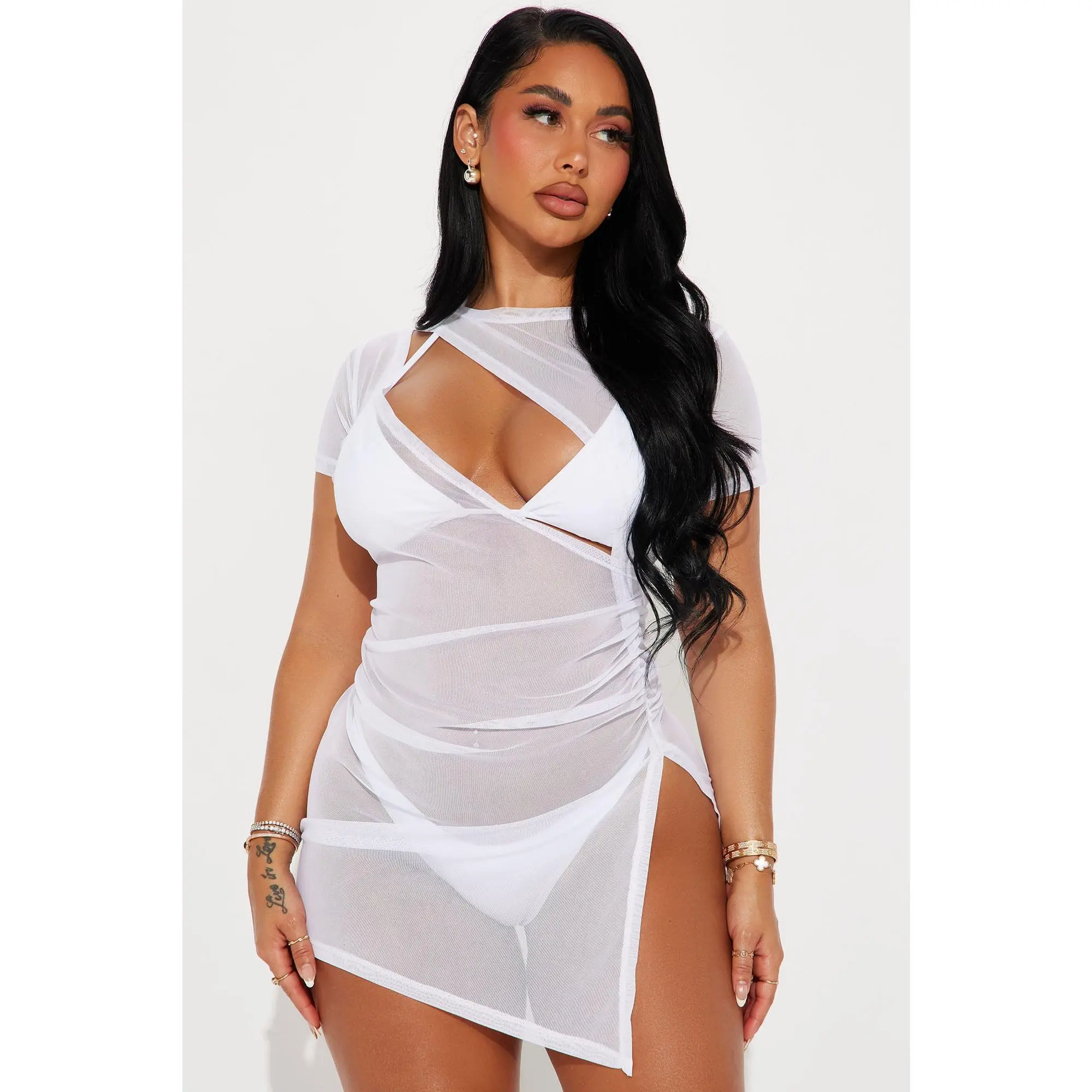 Girls Just Wanna Have Sun Slit Cover Up Dress - White