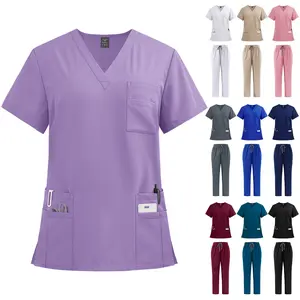 2025 New Product Nurse Professional Work Uniform Hand Washing Hand-held Gardening Studio Straight Pants Solid Color Set
