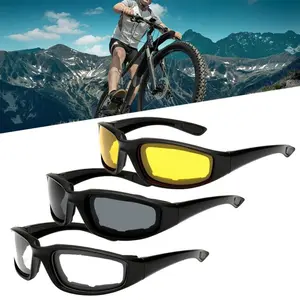 3 pairs  Motorcycle Sports Biker Riding Glasses Wind Resistant Eye Protection Women Men Sports Goggles Cycling Glasses Sunglasses Gray/Clear/Yellow,summervibes