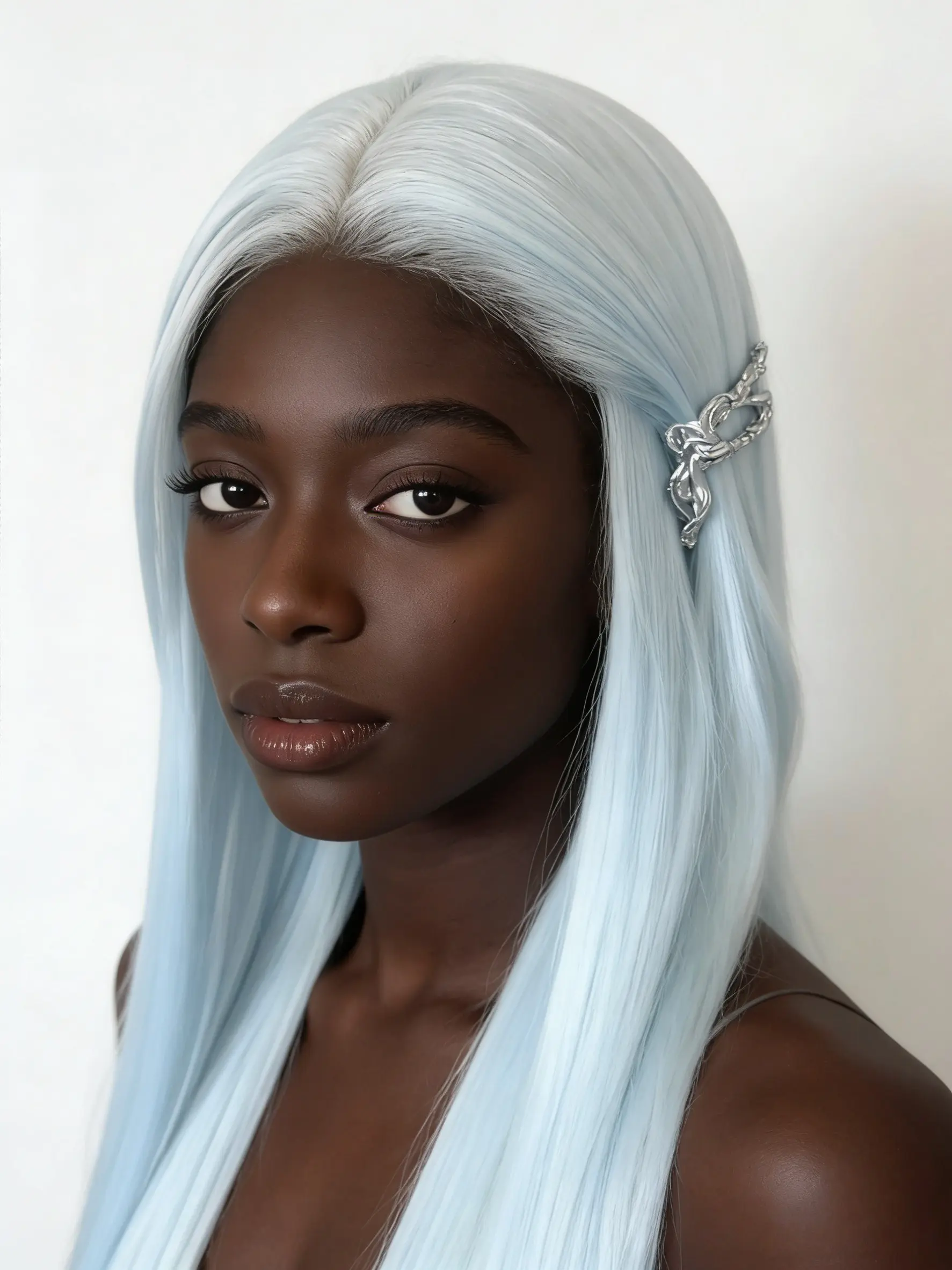 Blue Transparent Lace Wig, High Temperature Resistant Synthetic Fiber Long Straight Hair, 13x4 Lace Parting, Cosplay & Performance, Straight Synthetic Wigs