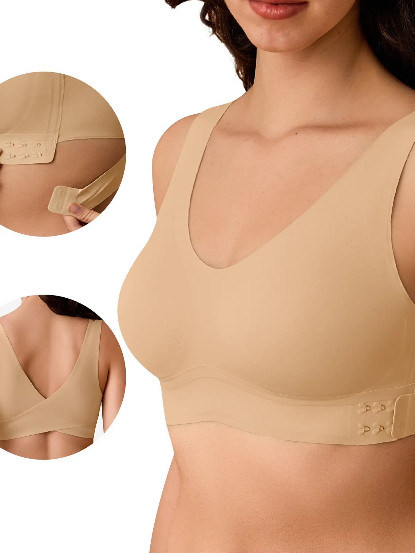 Deangelmon Posture Bras for Women - S-3XL Wireless Seamless Bra No Underwire - Back Smoothing Support Padded Bralette Bralette
