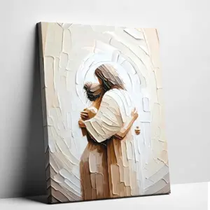 Jesus Embracing Woman Canvas Wall Art, Christian Religious Wall Decor, Faith Inspirational Canvas Print for Living Room Bedroom Home Decor