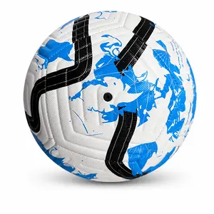 Size 5 Soccer Ball for Kids Youth & Adults, Machine-Stitched PU Training Football with Soft Touch, Durable Outdoor Indoor Ball for Practice, Match, Backyard, School, Park, and Team Training, Blue White Graphic Design