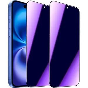 2 Pack Compatible with  15 Plus/16 Plus  Screen Protector, Anti-Spy Anti-Blue Light Eye Protection Tempered Glass Film, Scratch Resistant, Full Coverage, Case Friendly