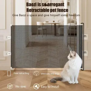 Dog Gate Retractable Cat Safety Barrier Indoor Retractable Stair Barrier No drilling required for Office Doorways Hallway Stairs