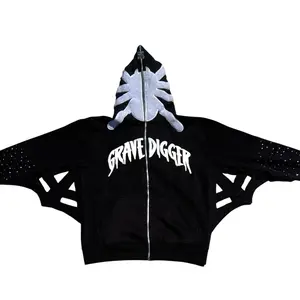 Men's Women's Black "GRAVEDIGGER" Graphic Hoodies, Casual Pullover Sweatshirts for Daily Wear
