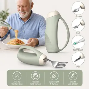 1 Piece Silicone Anti Tremor Utensil Grip Handle, Non-slip Stable Thickened Grip for Elderly to Hold Spoon Fork Knife at Daily Meals