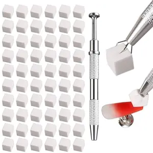 Soft Sponges with Grabbing Pen for Ombre and Aura Nail Art with Brush, Professional Manicure Nail Art Tools Accessories Supplies, 100 Pieces