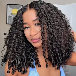 【LIVE SALE】UNice 180% Density Burmese Curly Wig 7x5 HD Lace Closure Human Hair Wig with Finger Coil Ends