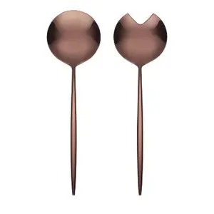 2pc Gaze Copper Mirror Serving Set - Cambridge Silversmiths: Stainless Steel Hostess Set, 2 Serving Spoons, Dishwasher-Safe