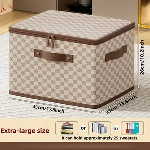 Eco-Friendly Foldable Storage Box, Durable Cotton Linen Material, Waterproof & Moisture-Proof, Ideal for Bedroom Office Car Organization, Clothes Storage Box, Folding Storage Box