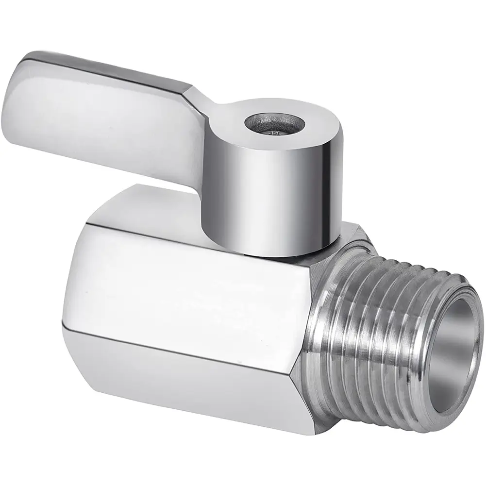 304 Stainless Steel Mini Shower Head Shut Off Valve - 1x1/2 Inch NPT Male x Female Threads, 325°F High Heat-Resistance, Pressure-Resistance, Water-Saving Flow Control for Bathroom, RV, Motorhome, 1 Pack