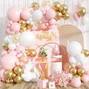 Retro Pink Pastel Macaron Balloons Garland Arch Kit Wedding Birthday Party Decoration Girls Baby Shower Rose Gold Ballon Chain