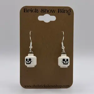 Skeleton Head Earrings made from LEGO Parts