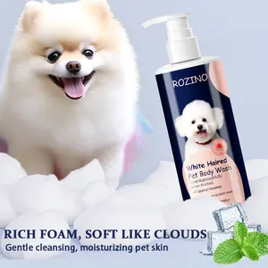 ROZINO White Fur Pet Shampoo Gentle Delicate Formula for Soft & Glossy Hair Moisturizing & Fragrant Body Wash for White Haired Pets 100ml