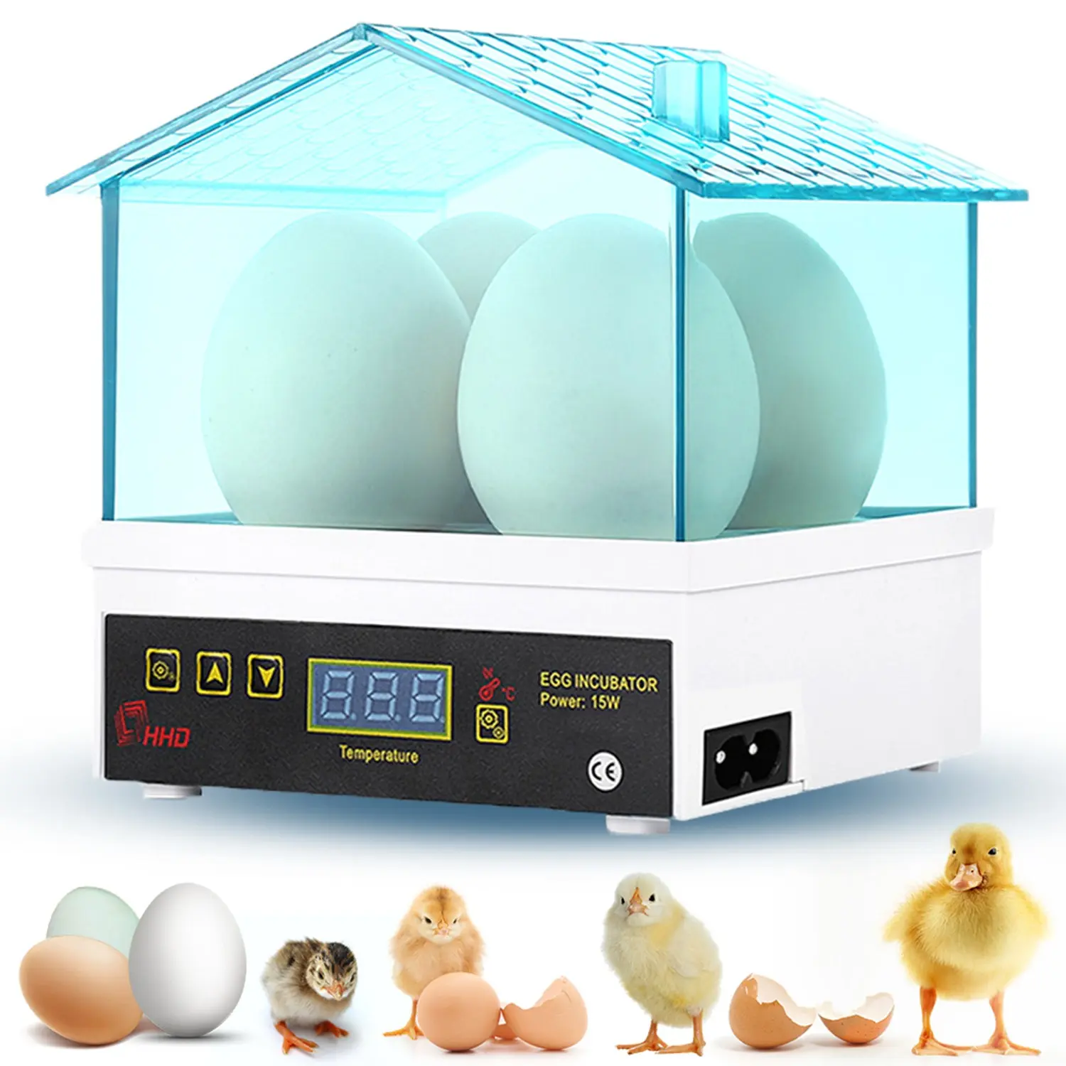 4 Egg Incubator, Incubators for Hatching Eggs, Mini House with Automatic Humidity and Temperature Control Digital Professional for Hatching Duck Bird Quail Eggs, Transparent Window, Digital Display