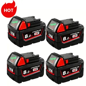 4Pack 18V 8.0Ah M18 Replacement Battery For MILWAUKEE M-18 Battery Pack Compatible For Milw M-18 Lithium High Capacity Battery 48-11-1890, 48-11-1860, 48-11-1850, 48-11-1828, 48-11-1820, Cordless Tools - Essential For Home And Apartment Use