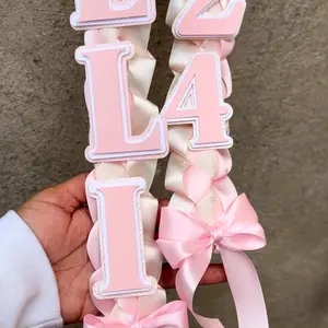 Coquette Pink Ribbon Graduation Lei