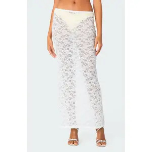 Edikted Women's Oceana Sheer Lace Maxi Skirt - Multicolor